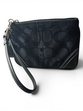 Coach Black Signature Canvas Wristlet